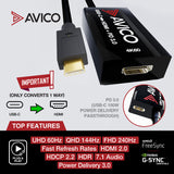 USB C to HDMI 2.0 Adapter with 100W Charging – 4K 60hz HDR – 2K 144hz – Male to Female – for Monitors, TVs, PCs, MacBooks, Projectors – Thunderbolt Compatible