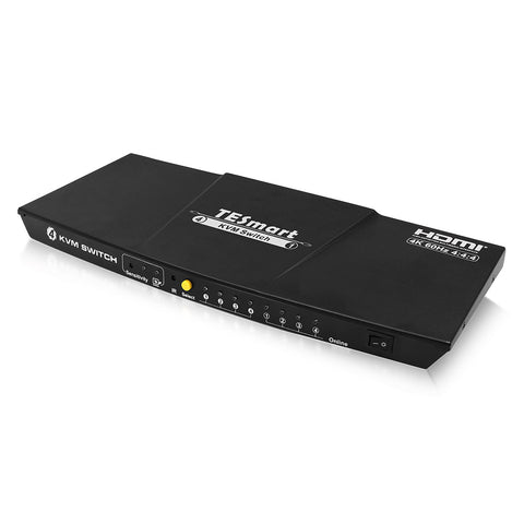 TESmart 4 Port KVM HDMI 2.0 Video Switch - 4K 60Hz UHD - Audio Output, USB Sharing