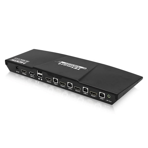 TESmart 4 Port KVM HDMI 2.0 Video Switch - 4K 60Hz UHD - Audio Output, USB Sharing